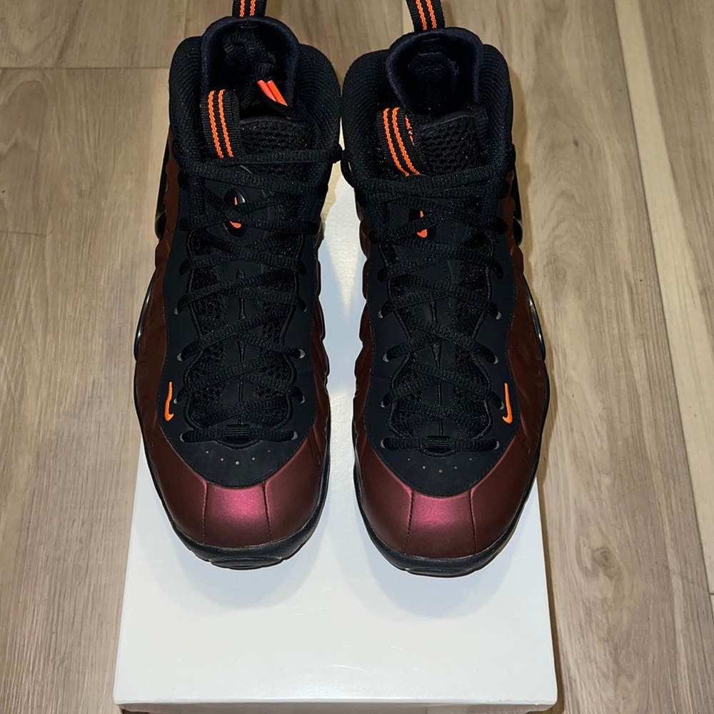 Jordan Kids Sneakers in Black and Burgundy with Orange Accents